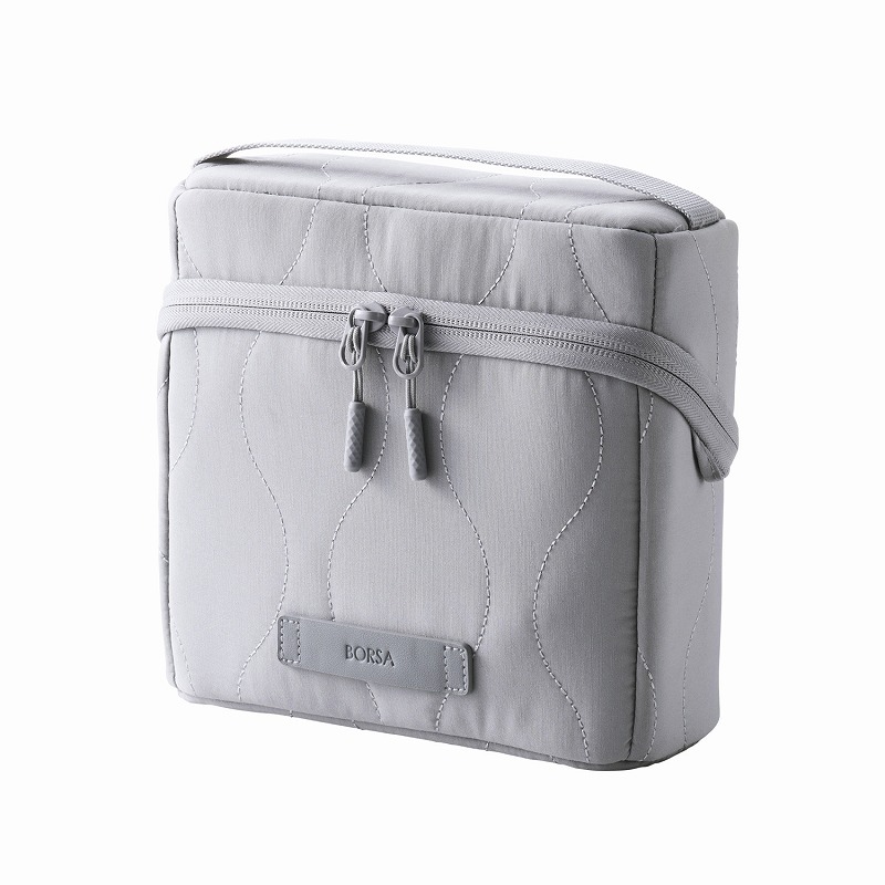 ガジェットポーチ/キルティング/オニオンスティッチ/スタンドタイプ/大容量/グレー