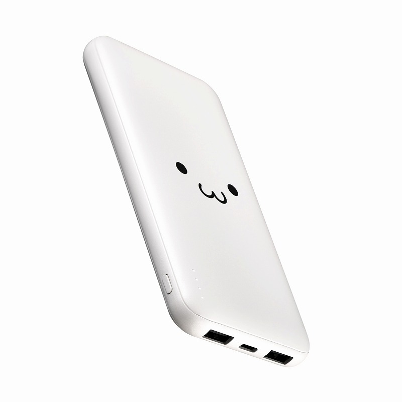 薄型コンパクトモバイルバッテリー(10000mAh)【しろちゃん(ホワイト×ブラック)】