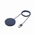 ワイヤレス充電器／マグネット内蔵／５Ｗ／卓上／ケーブル一体／１ｍ／ネイビー
