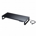 【サンワサプライ】モニター台　机上台　幅60cm　USBハブ　4ポート　コンパクト　木製天板