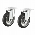 【サンワサプライ】キャスター　後付け　汎用キャスター　125mm径　2個セット（フリー）ゴム製