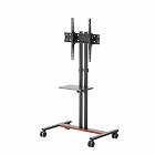 【サンワサプライ】テレビスタンド　キャスター付　55インチ対応　棚板付　ブラック