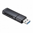 【サンワサプライ】カードリーダー　スライドキャップ　SD　microSD　コンパクト