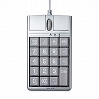 【サンワサプライ】テンキーマウス　有線　3ボタン　パンタグラフ　シルバー