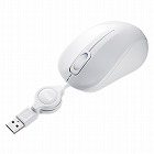 【サンワサプライ】有線マウス　巻き取り式　静音　ブルーLED　3ボタン　抗菌　左右対称形状