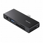 【サンワサプライ】USB-C　カードリーダー　ハブ　小型　PD充電　USB-C　/　A　1ポート