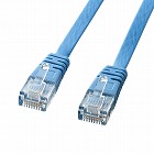 【サンワサプライ】Cat6フラットLANケーブル（10m・ライトブルー）
