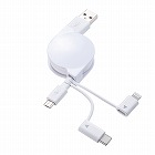 【サンワサプライ】ライトニング・TypeC・microB　巻取りUSB　3in1　ケーブル　0.8m