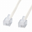 【サンワサプライ】電話ケーブル（やわらか・スリム・ホワイト・7m）