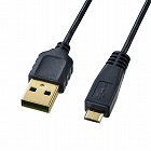 【サンワサプライ】極細マイクロUSBケーブル　2m　Aコネクタ-マイクロB　ブラック