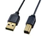 【サンワサプライ】極細USBケーブル　1m　USB2.0　USB　A-Bコネクタ　ブラック