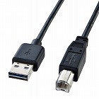 【サンワサプライ】両面挿せる　USBケーブル　1m　USB2.0　A-Bコネクタ　ブラック