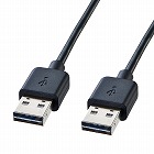 【サンワサプライ】両面挿せるUSBケーブル　1m　A-Aコネクタ　ブラック
