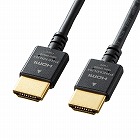 【サンワサプライ】プレミアムHDMIケーブル　1m　4K　60Hz　スリム　極細　細い　認証品
