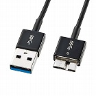 【サンワサプライ】極細　USBケーブル　0.5m　USB3.0　USB　A-microBコネクタ