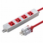 【サンワサプライ】医用接地プラグ付き電源タップ（3P・4個口・レッド・5m）