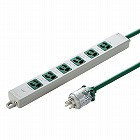 【サンワサプライ】医用接地プラグ付き電源タップ（3P・6個口・グリーン・5m）