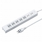 【サンワサプライ】電源タップ(2P抜け止め・7個口・5m・マグネット・ネームタグ・雷ガード付き)