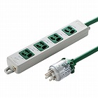 【サンワサプライ】医用接地プラグ付き電源タップ（3P・4個口・グリーン・3m）
