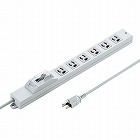【サンワサプライ】電源タップ（安全ブレーカー付・オフィス・工場用・3P・6個口・1m）