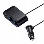 【サンワサプライ】シガーソケット分配器　2分配　充電用USBポート付き