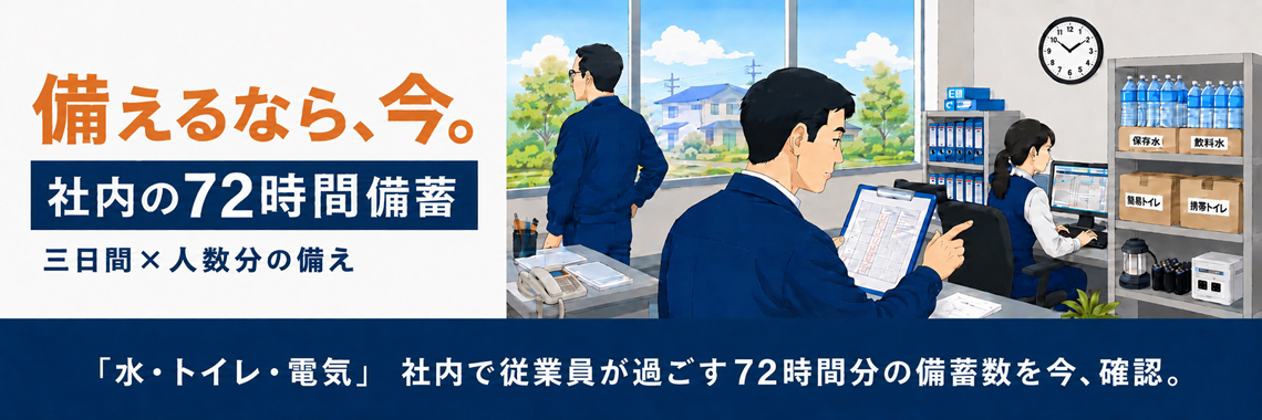 備えるなら、今。社内の72時間備蓄