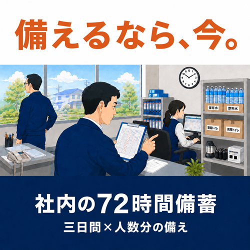 備えるなら、今。社内の72時間備蓄